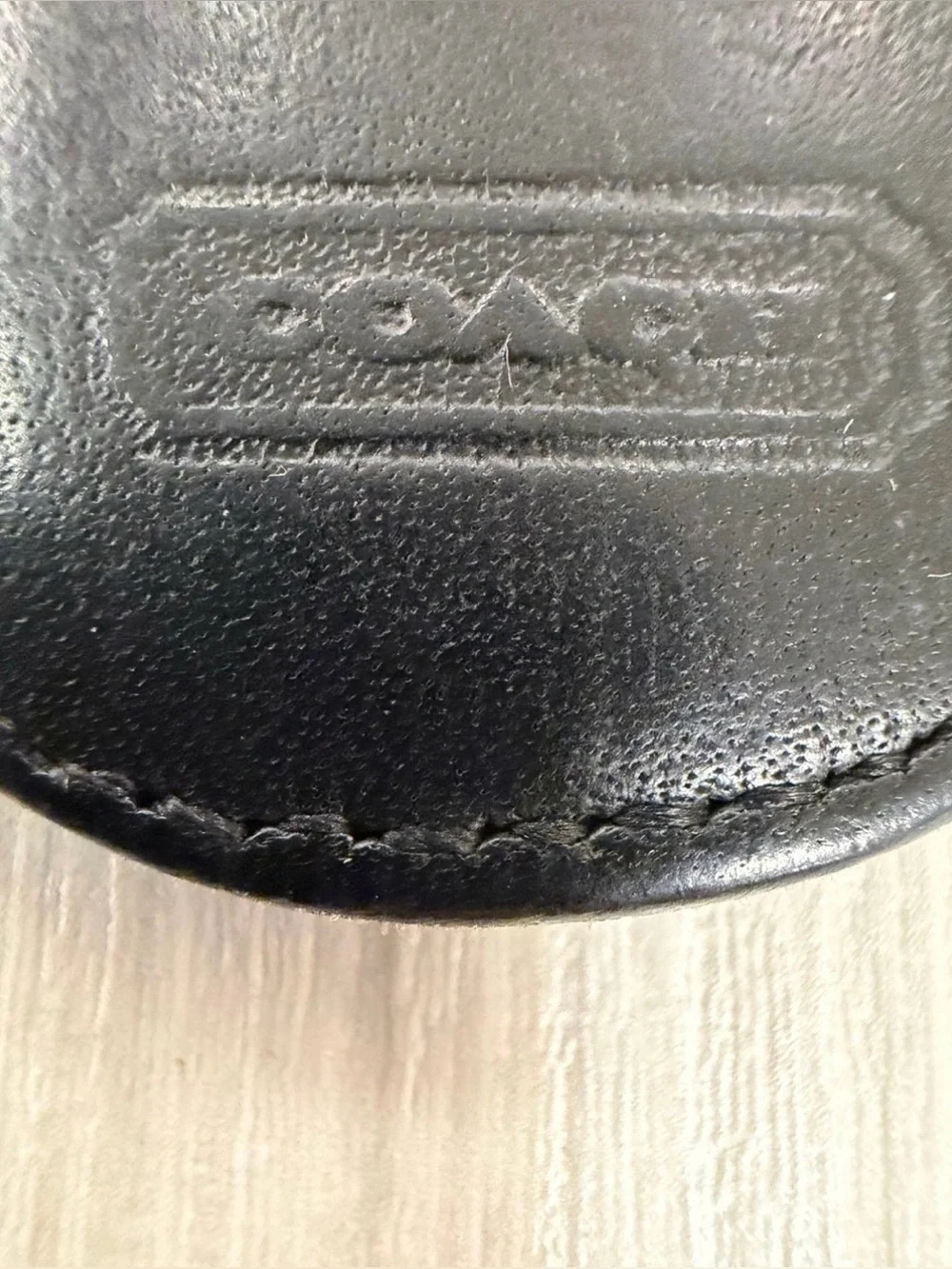Vintage Coach Classic Leather Key Fob 7210 Black Brass Keychain 90s Ergo